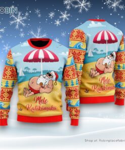 Santa Claus Mele Kalikimaka Beach Ugly Christmas Sweater For Men And Women, Christmas Gift