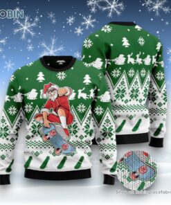 Santa Claus Skateboarding Ugly Christmas Sweatshirt, Sweater Santa Claus Skateboarding Ugly Christmas Sweatshirt, Sweater