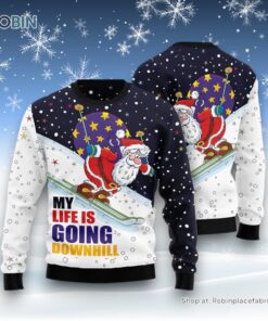 Santa Claus Ski Ugly Christmas Sweatshirt, Sweater For Men And Women, Christmas Gift