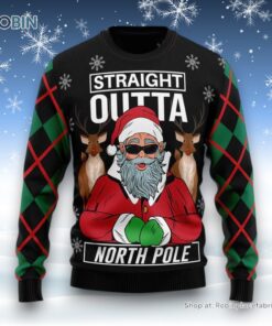 Santa Claus Straight Outta North Pole Ugly Christmas Sweater For Men And Women, Christmas Gift