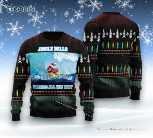 Santa Claus Surfing Ugly Christmas Sweater