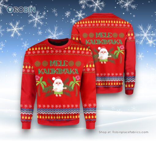 Santa Clause Christmas Ugly Sweater, Mele Kalikimaka Ugly Sweater For Men And Women, Christmas Gift