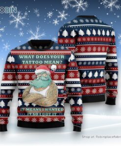 Santa Clause Love Tattoo Ugly Christmas Sweater