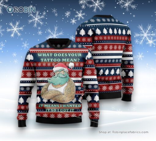 Santa Clause Love Tattoo Ugly Christmas Sweater