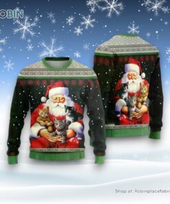 Santa Loves Catss Ugly Christmas Sweater For Men And Women, Christmas Gift