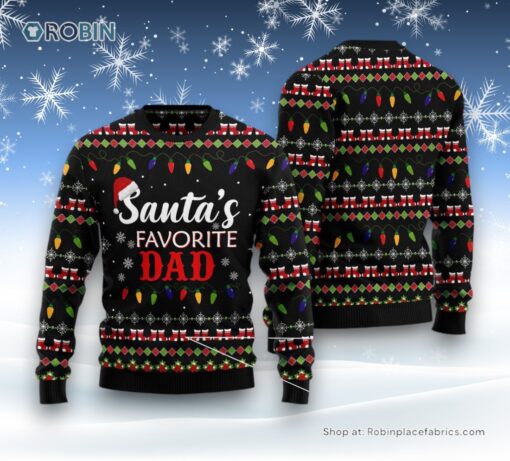 Santa’S Favorite Dad Ugly Christmas Sweater