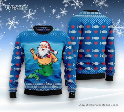 Satan Claus Mermaid Ugly Christmas Sweater