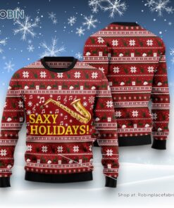 Saxy Holidays Saxophone Ugly Christmas Sweater