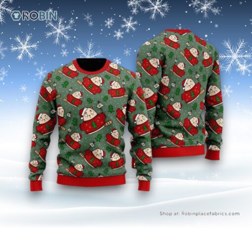 Scaredy Cat Light Up Xmas Pattern Ugly Christmas Sweater, Christmas Gift For Cat Love