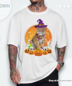 Scary Pumpkin Skull Ghost Boo Witch Bengal Tiger Halloween Shirt