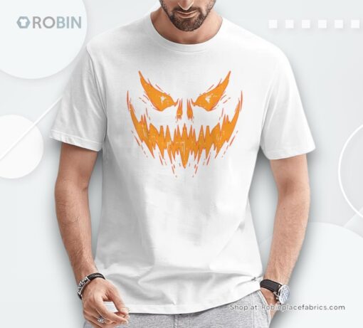 Scary Spooky Jack O Lantern Face Pumpkin Halloween Boys Shirt