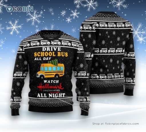 School Bus All Day Ugly Christmas Sweater