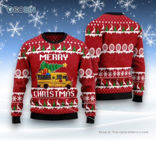 School Bus Merry Christmas Ugly Christmas Sweater