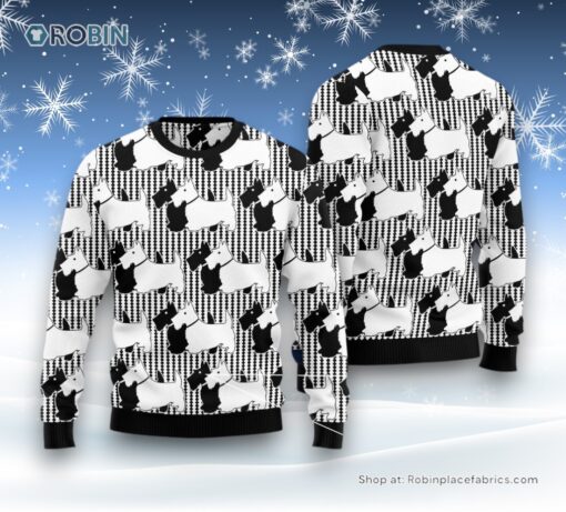 Scottish Terrier Black And White Ugly Christmas Sweater