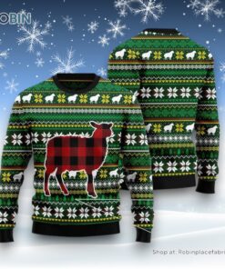Sheep Red Plaid Ugly Christmas Sweater