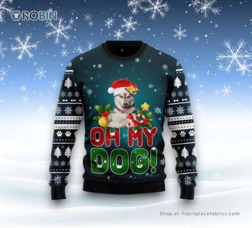 Siberian Husky Oh My Dog Funny Family Ugly Christmas Sweater, Christmas Gift For Dog Love