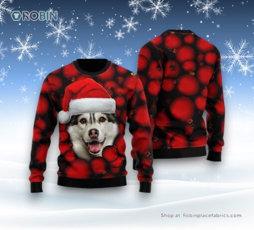 Siberian Husky Ornament Christmas Ugly Christmas Sweater, Christmas Gift For Dog Love