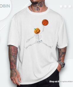 Skeleton Basketball Halloween Pumpkin Slam Dunk Shirt