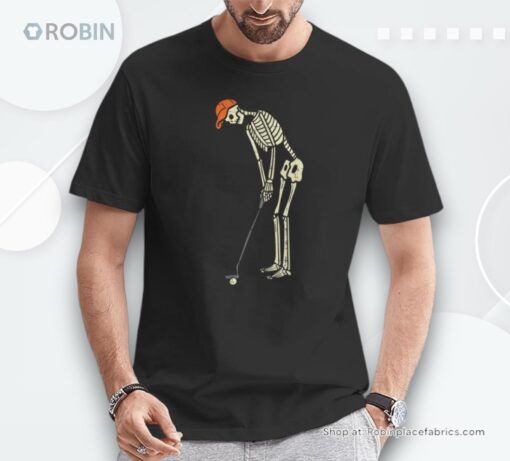 Skeleton Golf Halloween Golfing Sports Golfer Men Shirt