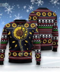 Skull Sunflower Ugly Christmas Sweater