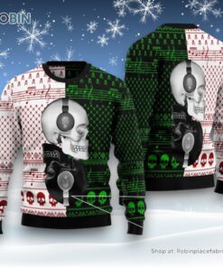 Skull Yinyang Ugly Christmas Sweatshirt, Sweater Skull Yinyang Ugly Christmas Sweatshirt, Sweater