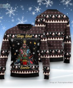 Slap Shot Santa Christmas Ugly Christmas Sweater