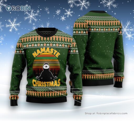 Sloth Namaste Ugly Christmas Sweater