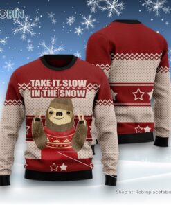 Sloth Take It Slow Ugly Christmas Sweater