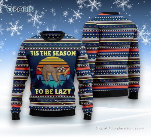 Sloth Tis The Season Ugly Christmas Sweater