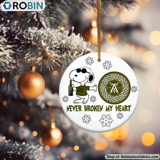Snoopy Ardbeg whiskey Never Broke My Heart Christmas Ornament