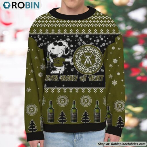Snoopy Ardbeg whiskey Never Broke My Heart Christmas Ugly Sweatshirt and Sweater