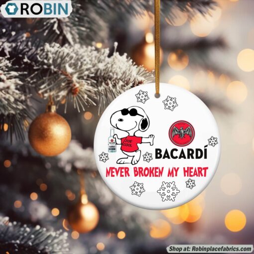 Snoopy Bacardi Rum Never Broke My Heart Christmas Ornament