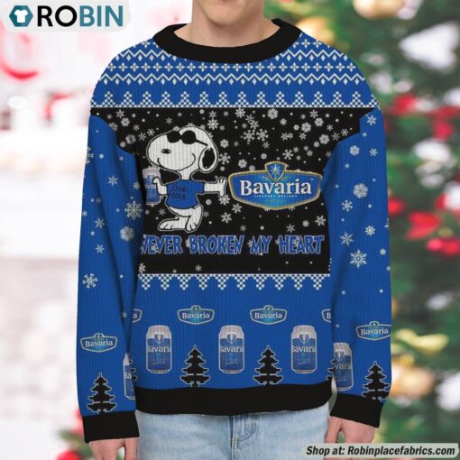 Snoopy Bavaria beer Never Broke My Heart Christmas Ugly Sweatshirt and Sweater