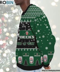 Snoopy Beck’s beer Never Broke My Heart Christmas Ugly Sweatshirt and Sweater
