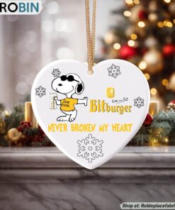 Snoopy Bitburger beer Never Broke My Heart Christmas Ornament