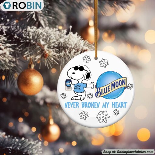 Snoopy Blue Moon Beer Never Broke My Heart Christmas Ornament