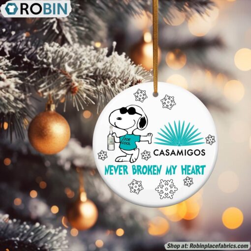 Snoopy Casamigos Tequila Never Broke My Heart Christmas Ornament
