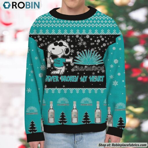 Snoopy Casamigos Tequila Never Broke My Heart Christmas Ugly Sweatshirt and Sweater