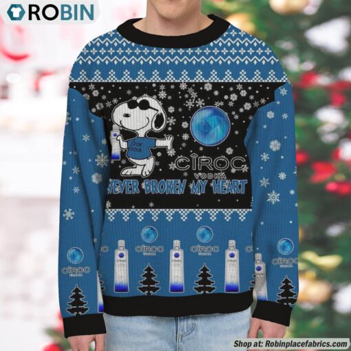 Snoopy Ciroc Vodka Never Broke My Heart Christmas Ugly Sweatshirt and Sweater