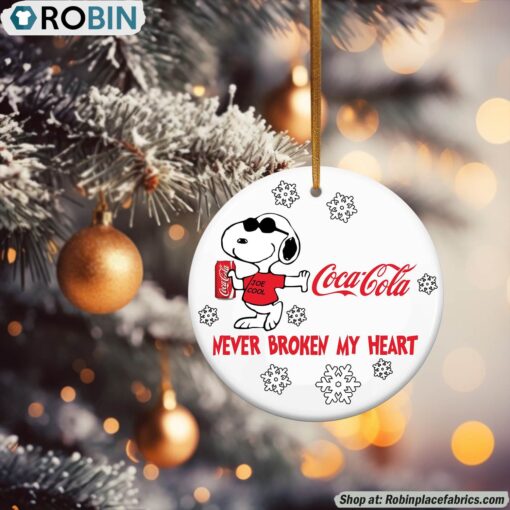Snoopy Coca Cola Never Broke My Heart Christmas Ornament