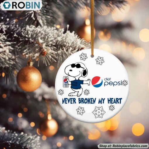 Snoopy Diet Pepsi Never Broke My Heart Christmas Ornament