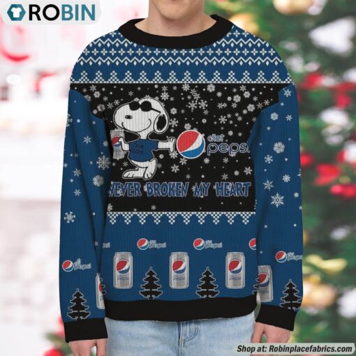 Snoopy Diet Pepsi Never Broke My Heart Christmas Ugly Sweatshirt and Sweater