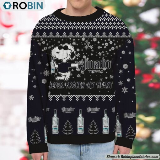 Snoopy El Jimador Tequila Never Broke My Heart Christmas Ugly Sweatshirt and Sweater