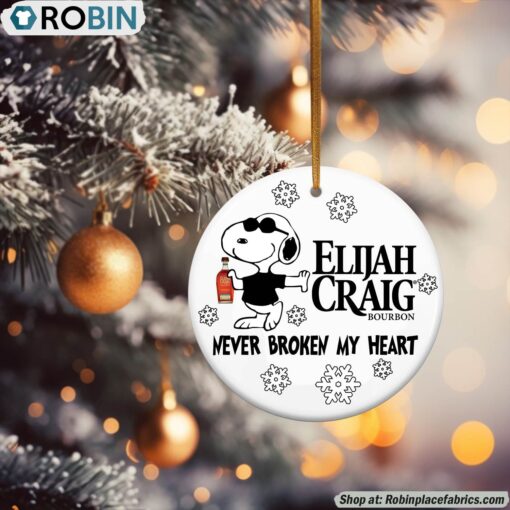 Snoopy Elijah Craig Never Broke My Heart Christmas Ornament