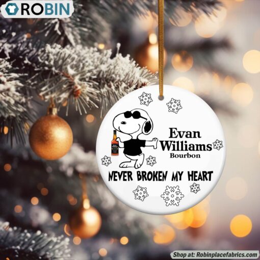 Snoopy Evan Williams Never Broke My Heart Christmas Ornament