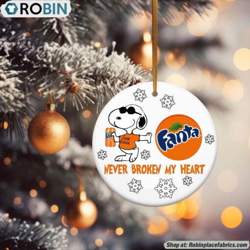 Snoopy Fanta Never Broke My Heart Christmas Ornament