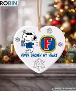 Snoopy Foster’s beer Never Broke My Heart Christmas Ornament