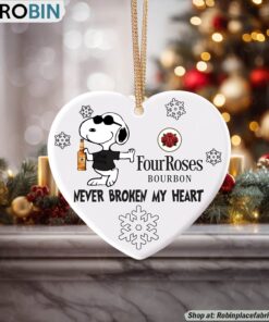 Snoopy Four Roses Never Broke My Heart Christmas Ornament