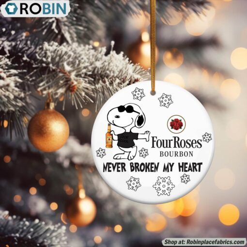 Snoopy Four Roses Never Broke My Heart Christmas Ornament