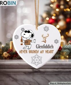 Snoopy Glenfiddich Single Malt Never Broke My Heart Christmas Ornament